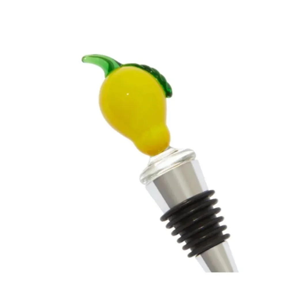 Sandra Alexandra set of 2 glass bottle stoppers. Lemon and chili. 🌶️ 🍋